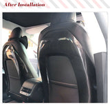 Dry Carbon Fiber Car Seat Back Cover Interior Trim 1Pc For Tesla Model 3 Model Y 2016-2023 1 Set/Piece