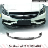 Carbon Fiber Car Front Bumper Lip Splitters for Mercedes-Benz W218 CLS63 AMG S Sedan 4-Door 2015 - 2017 Splitters FRP Black