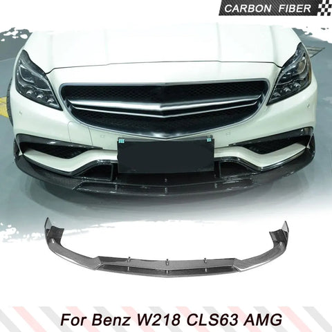 Carbon Fiber Car Front Bumper Lip Splitters for Mercedes-Benz W218 CLS63 AMG S Sedan 4-Door 2015 - 2017 Splitters FRP Black