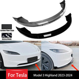 Car Front Bumper Lip Diffuser Splitter Spoiler Protector Body Kit for Tesla Model 3 Highland 2023-2024 Front Shovel Surround