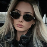 Small Metal Frame Oval Sunglasses