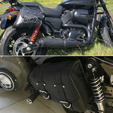 For Honda Suzuki Harley Sportster XL 883 XL1200 Black PU Leather Saddle Bag Motorcycle Luggage Left Right Side Tool Bag