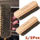 Multifunctional Genuine Horsehair Wooden Brush Car Detailing Polishing BuffingCar Brush Seat Handle Dashboard Roof Cleaning