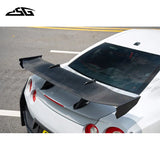 For Nissan GTR GTR35 R35 Carbon Fiber Rear Trunk Lid Spoiler Lip Splitter Extended Flaps Tail Wing Body Kit Car Accessories