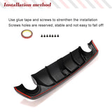 Carbon Fiber Rear Diffuser for Infiniti Q50 Base Sport Sedan 2018-2023 Lower Bumper Lip Spoiler With Red LED Brake Light Spoiler