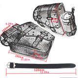 Universal Motorcycle Saddle Bags PU Leather Tool Bags w/ Bottle Holder Waterproof Luggage Pouch Saddlebag For Cruiser Custom