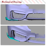 Carbon Fiber Front Bumper Lip Canards Splitters Flaps for BMW F80 M3 F82 F83 M4 2014 - 2018 Car Side Skirts Bumper Extention Lip
