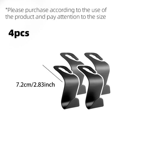 4Pcs Car Headrest Hooks Hanger for Bags Seat Back Organizer Holder Clips Auto Fastener Hooks Car Storage Interior Accessories