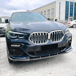 Car Front Bumper Splitter Lip Spoiler Diffuser Guard Body Kit Cover For BMW X6 G06 M-Sport 2019-2022 Pre-facelift Gloss Black
