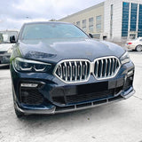Car Front Bumper Splitter Lip Spoiler Diffuser Guard Body Kit Cover For BMW X6 G06 M-Sport 2019-2022 Pre-facelift Gloss Black