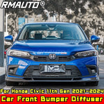 For Civic Body Kit Front Bumper Cover Glossy Black MC Style Front Bumper Lip For Honda Civic 11th Gen 2021-2024 Car Accessories
