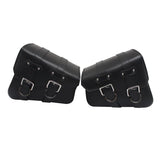 For Honda Suzuki Harley Sportster XL 883 XL1200 Black PU Leather Saddle Bag Motorcycle Luggage Left+Right Side Tool Bag