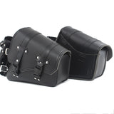 Universal Motorcycle Saddle Bags PU Leather Tool Bags w/ Bottle Holder Waterproof Luggage Pouch Saddlebag For Cruiser Custom