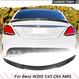 Carbon Fiber Rear Spoiler Body Kits For Benz C-Class W205 C200 C63 AMG 2015-2019 Rear Trunk Racing Spoiler Wing Highkick Lip