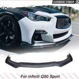 Carbon Fiber Car Front Lip Spoiler Splitters for Infiniti Q50 Sport Sedan 4 Door 201-2022 Car Front Chin Spoiler Lip Splitters
