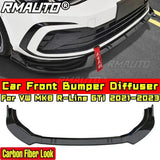 For VW Golf MK8 GTI R-Line 2021-2023 Body Kit Front Bumper Lip Carbon Fiber Look Sport Style Bumper Spoiler Car Accessories