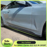 Dry Carbon Side Skirt Extension Lip Spoiler for BMW 4 Series G22 G23 M-SPORT 2D Side Door Rocker Plate Lip