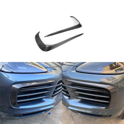 For Porsche Cayenne 9Y0 9YA 2018-2023 Real Dry Carbon Fiber Front Bumper Lip Spoiler Panel Cover Car Retrofitting Accessories