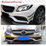 Carbon Fibre / FRP Black Racing Front Bumper Wing Splitters Lip for Mercedes Benz C-Class W205 C205 C63 AMG 2015 - 2017