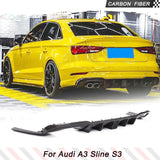 Carbon Fiber Car Rear Bumper Diffuser for S3 Carbon Fiber Rear Bumper Diffuser Lip WIth LED Light For Audi A3 Sline S3 2017-2020