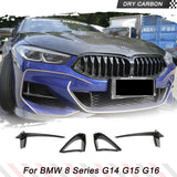 Car Front Bumper Canards for BMW 8 Series G14 G15 G16 M Sport 2018 - 2021 M850i 4PCS Dry Carbon Fiber Car Bumper Fins Splitters