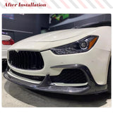 Fit For Maserati Ghibli S Q4 2014-2016 Real Carbon Fiber Car Front Bumper Lip Splitter Canards Front Chin Body Kits Protection