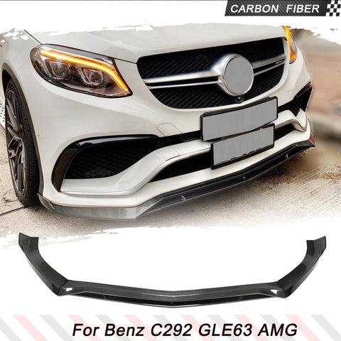 Car Front Bumper Lip Spoiler for Mercedes-Benz GLE Class C292 GLE63 AMG 2015-2018 Carbon Fiber Front Lip Spoiler Splitters 4 PCS