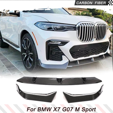 Carbon Fiber Car Front Bumper Lip for BMW X7 G07 M Sport Utility 4-Door 2019-2021 Car Raing Front Lip Spoiler Body Kit 3PCS/Set