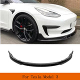 Car Front Bumper Lip Spoiler Splitter Trim Body Kits For Tesla Model 3 2023 2024 4PCS ABS Glossy Black Racing Front Lip Aerokits