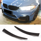 For BMW F80 M3 F82 F83 M4 2014 - 2018 Carbon Fiber Front Bumper Moulding Trims Decoration Carbon Fiber / FRP 2PCS/SET Canards