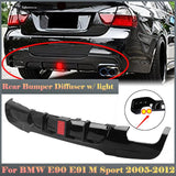 Rear Bumper Diffuser Lip For BMW 3 Series E90 E91 M Sport 320i 330i 325i 328i 335i 2005-2012 Gloss Black Dual Exhaust Spoiler