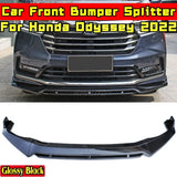 For Honda Odyssey 2022 Body Kit Front Bumper Lip Diffuser Glossy Black Sport Style Front Bumper Spoiler Diffuser Car Accessories