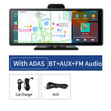 10.26" Wireless CarPlay & Android Auto Dash Cam ADAS 4K DVR Bluetooth Audio AUX GPS Navigation Dashboard Video Recorder