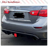 ABS Black Car Rear Diffuser for Infiniti Q50 Base & Sport Sedan 2014-2017 Lower Bumper Lip Spoiler Body Kits With Brake Light