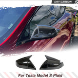 Dry Carbon Fiber Mirror Covers Caps for Tesla Model S Sedan 4 Door 2021-2023 2pcs/pair Car Rearview Mirror Caps Add on Style
