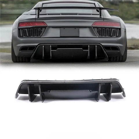 R8 V Style Carbon Fiber Rear Lip Diffuser Splitter Car Bumper Fit For Audi R8 2016-2018