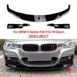 Car Front Bumper Splitter Lip for BMW 5 Series F10 F11 M Sport 2011-2017 Body Kit Spoiler Splitter ABS Canard Lip cover