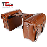 Motorcycle Synthetic Leather Saddle Bag Luggage Brown Side Tool Bag for Harley Sportster for Honda Suzuki Kawasaki Yamaha