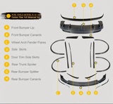 Front Bumper Lip Side Skirt Body Kit Carbon Material Body Kit For Model 3/Y Body Parts Plaid