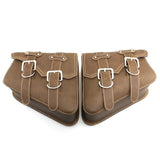 Motorcycle Old School Leather Saddlebag Swingarm Solo Bag w/ Cup Holder For Sportster XL Dyna Softail Scout Sixty Bobber Rebel