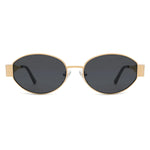 SOJOS Retro Oval Sunglasses for Women Men Trendy Sun Glasses Classic Shades UV400 Protection SJ1217 Gold/Grey