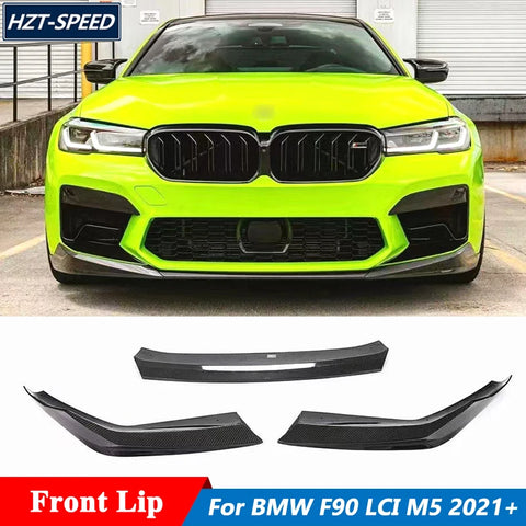 M Style Carbon Fiber Front Bumper Spoiler Lip For BMW 5 Series M5 F90 LCI Tuning 2021 Up