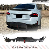 Carbon Fiber Car Rear Bumper Diffuser Lip Spoiler For BMW 2 Series G42 M Sport 2 Door 2022 2023 Rear Diffuser Splitters With LED