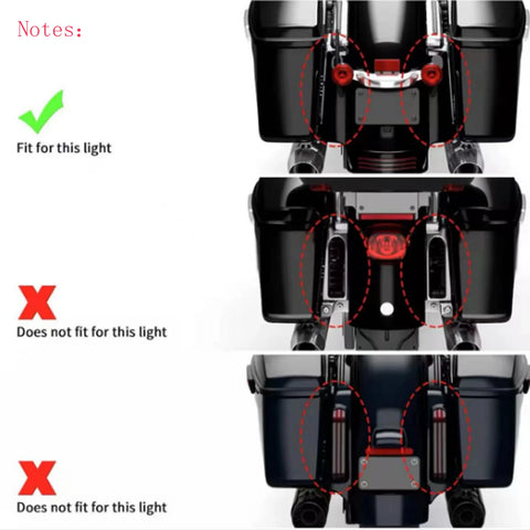 2xMotorcycle Rear Fender Led Side Lights Filler Panel Turn Signal Brake Lamp For Harley Touring Road King Street Glide 2014-Up