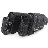 Motorcycle Old School Leather Saddlebag Swingarm Solo Bag w/ Cup Holder For Sportster XL Dyna Softail Scout Sixty Bobber Rebel