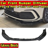 For VW Golf MK8 GTI R-Line 2021-2023 Body Kit Front Bumper Lip Carbon Fiber Look Sport Style Bumper Spoiler Car Accessories