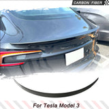 Matte Carbon Fiber Car Rear Trunk Boot Lip Wing Racing Spoiler for Tesla Model 3 2023 Car Rear Trunk Spoiler Wing Lip