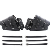 Universal Motorcycle Saddle Bags PU Leather Tool Bags w/ Bottle Holder Waterproof Luggage Pouch Saddlebag For Cruiser Custom