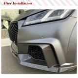 Car Front Bumper Splitters Air Vents Canards For Audi TTRS MK3 2016-2018 Carbon Fiber/FRP Balck Car Front Bumper Fins Body Kits