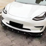 For Tesla Model 3 2017-2023 Gloss Black ABS Plastic Car Front Bumper Lip Splitter Spoiler Diffuser Guard Trim Body Kits
